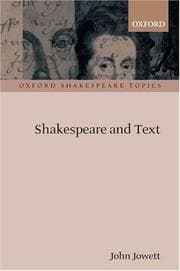 Tapa de Shakespeare and Text (Oxford Shakespeare Topics)