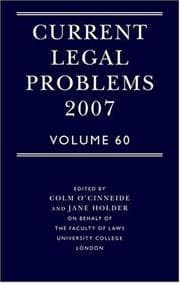 Tapa de Current Legal Problems 2007