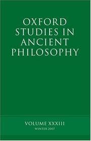 Tapa de Oxford Studies in Ancient Philosophy, Vol. XXXIII