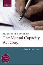 Tapa de Blackstone's Guide to the Mental Capacity Act 2005 (Blackstone's Guide)