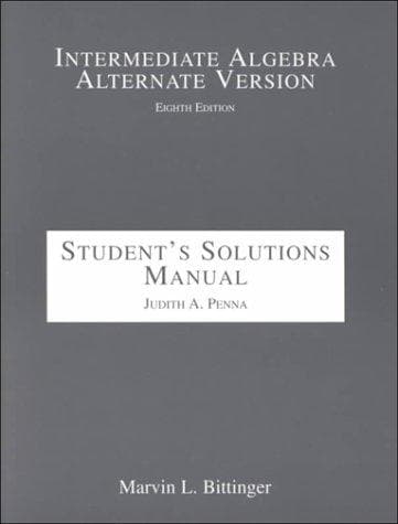Tapa de Intermediate Algebra Alternate Version, 8th edition (Student Solutions Manual)