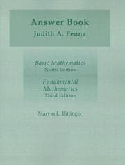 Tapa de Answer Book for Basic Mathematics 9e/Fundamental Mathematics