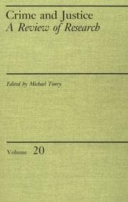 Tapa de Crime and Justice, Volume 20: An Annual Review of Research (Crime and Justice: A Review of Research)