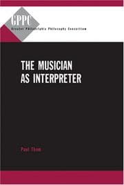 Tapa de The musician as interpreter