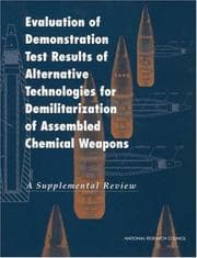 Tapa de Evaluation of demonstration test results of alternative technologies for demilitarization of assembled chemical weapons
