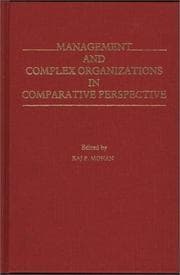 Tapa de Management and complex organizations in comparative perspective