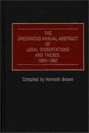 Tapa de The Greenwood Annual Abstract of Legal Dissertations and Theses, 1985-1987 (Greenwood Annual Abstract of Legal Dissertations & Theses)