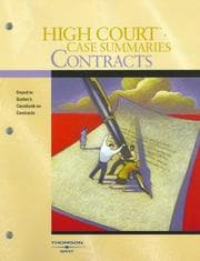 Tapa de High Court- Case Summaries on Contracts Keyed to Burton, 3rd