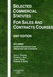 Tapa de Selected Commercial Statutes for Sales and Contracts Courses, 2007 Edition