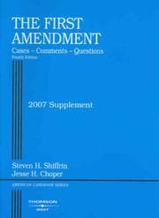Tapa de First Amendment, Cases, Comments & Questions, 4th, 2007 Supplement