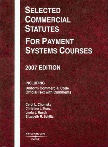 Tapa de Selected commercial statutes for payment systems courses