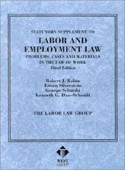 Tapa de Statutory supplement to labor & employment law, problems, cases & materials in the law of work