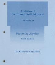 Tapa de Beginning Algebra Additional Skill and Drill Manual