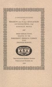 Tapa de Considerations on Religion and Public Education, With Remarks on the Speech of M. Dupont, Delivered in the National Convention of France