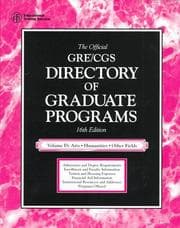 Tapa de The Official Gre Cgs Directory of Graduate Programs: Arts, Humanities, Other Fields (Directory of Graduate Programs Vol D: Arts & Humanities and Other Fields)