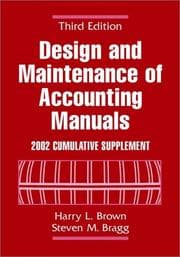 Tapa de Design and Maintenance of Accounting Manuals 2002 Cumulative Supplement