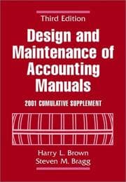 Tapa de Design and Maintenance of Accounting Manuals, 2001 Cumulative Supplement