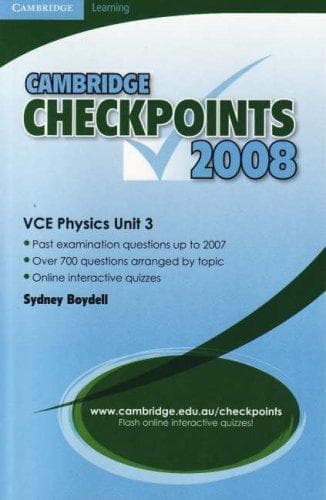 Tapa de Cambridge Checkpoints VCE Physics Unit 3 2008