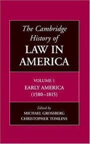 Tapa de The Cambridge History of Law in America