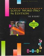 Tapa de Lotus Word Pro 96 (Quicktorials Series)