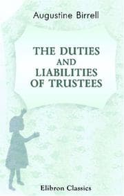 Tapa de The duties and liabilities of trustees