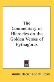Tapa de The Commentary of Hierocles on the Golden Verses of Pythagoras
