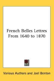 Tapa de French belles-lettres from 1640-1870
