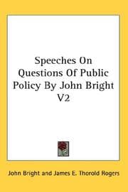 Tapa de Speeches On Questions Of Public Policy By John Bright V2