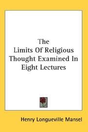 Tapa de The limits of religious thought examined in eight lectures