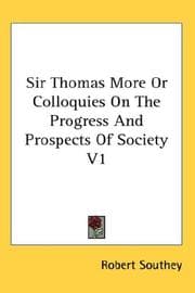 Tapa de Sir Thomas More Or Colloquies On The Progress And Prospects Of Society V1