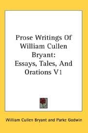 Tapa de Prose writings of William Cullen Bryant