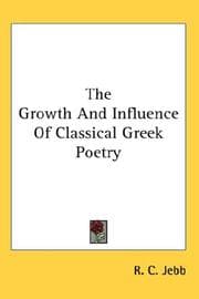 Tapa de The Growth And Influence Of Classical Greek Poetry