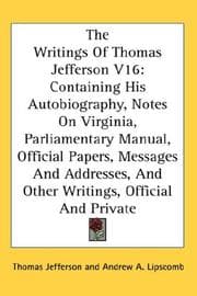 Tapa de The Writings Of Thomas Jefferson V16