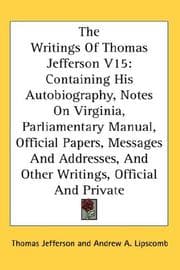 Tapa de The Writings Of Thomas Jefferson V15