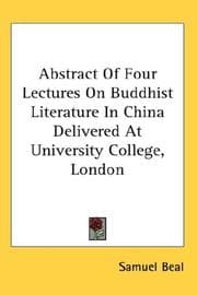 Tapa de Abstract Of Four Lectures On Buddhist Literature In China Delivered At University College, London