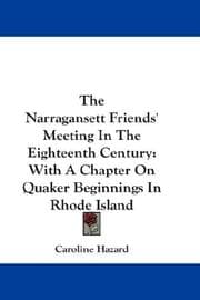 Tapa de The Narragansett Friends' Meeting In The Eighteenth Century