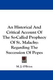 Tapa de An Historical And Critical Account Of The So-Called Prophecy Of St. Malachy