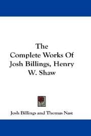 Tapa de The Complete Works Of Josh Billings, Henry W. Shaw
