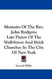 Tapa de Memoirs Of The Rev. John Rodgers
