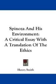 Tapa de Spinoza And His Environment