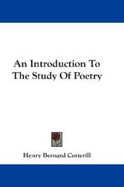 Tapa de An Introduction To The Study Of Poetry