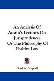 Tapa de An Analysis Of Austin's Lectures On Jurisprudence