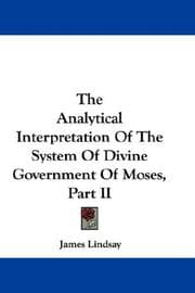 Tapa de The Analytical Interpretation Of The System Of Divine Government Of Moses, Part II