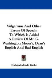 Tapa de Vulgarisms And Other Errors Of Speech