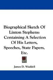 Tapa de Biographical Sketch Of Linton Stephens