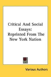 Tapa de Critical And Social Essays