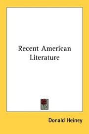 Tapa de Recent American Literature