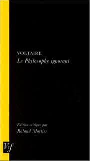 Tapa de Voltaire, Le Philosophe Ignorant (VIF)