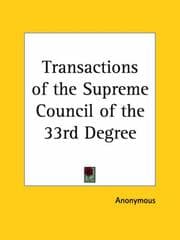 Tapa de Transactions of the Supreme Council of the 33rd Degree