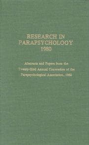 Tapa de Research in Parapsychology 1980